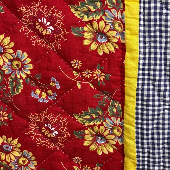 Quilt Lightweight Full/Queen Cotton 87 X 84 Floral Square Granny Cottage Country - Picture 10 of 13